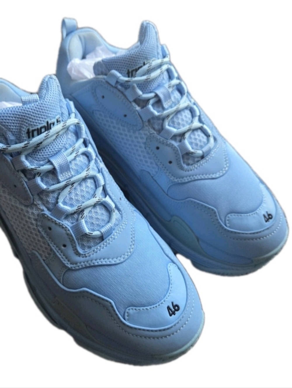Balenciaga Light Blue Triple S LowTop Sneakers EU 46 / US Size 13 - Picture 3 of 15